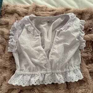 Tularosa White Eyelet Ruffle Top